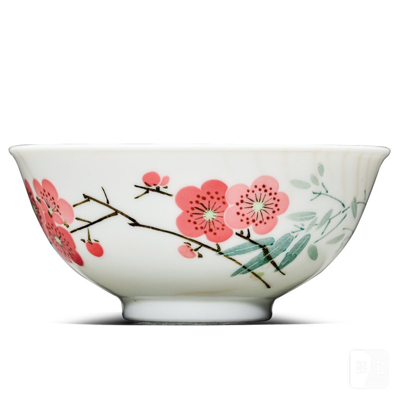 近现代 7501 釉中彩竹叶梅花碗